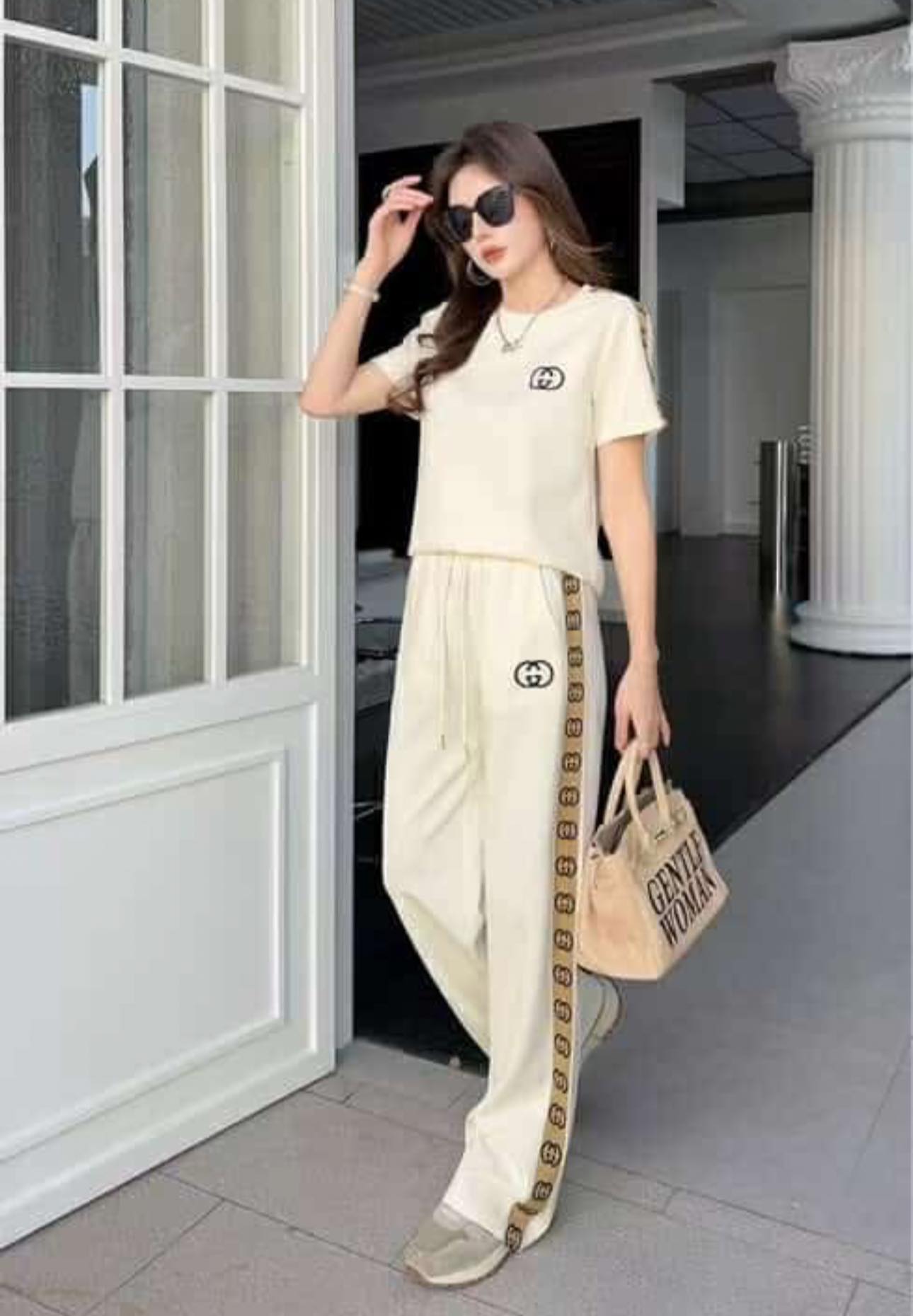 Luxury Women GG Logo Side Stripe Design Cord Set